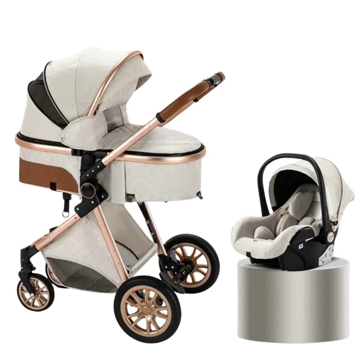 Poussette trio 3 en 1 bébé châssis pliable