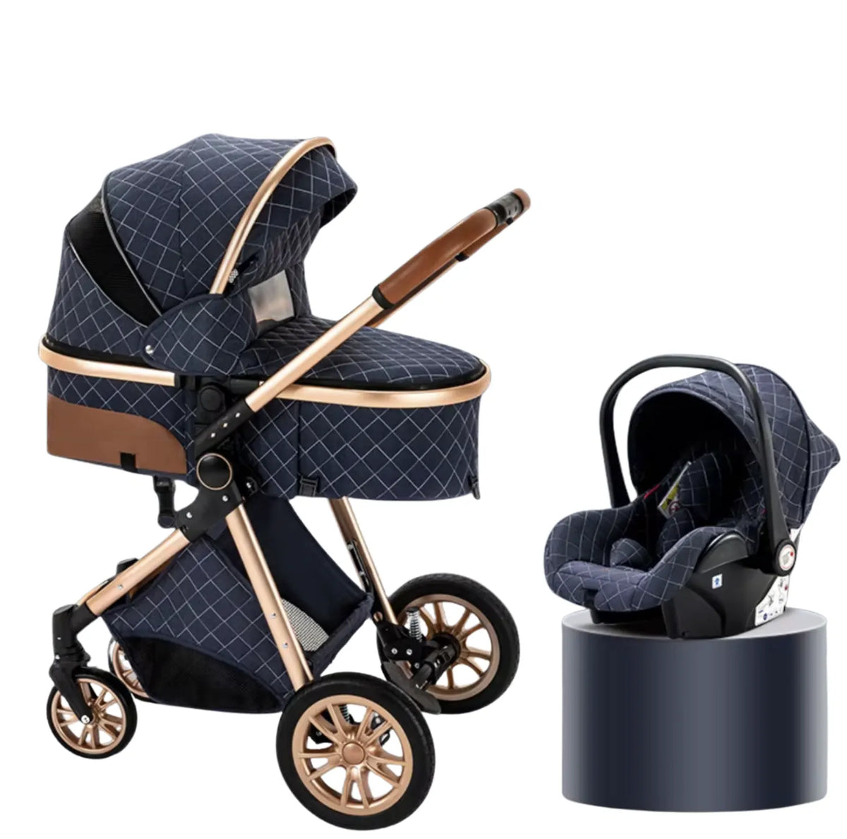 Poussette trio bébé roues avant pivotantes
