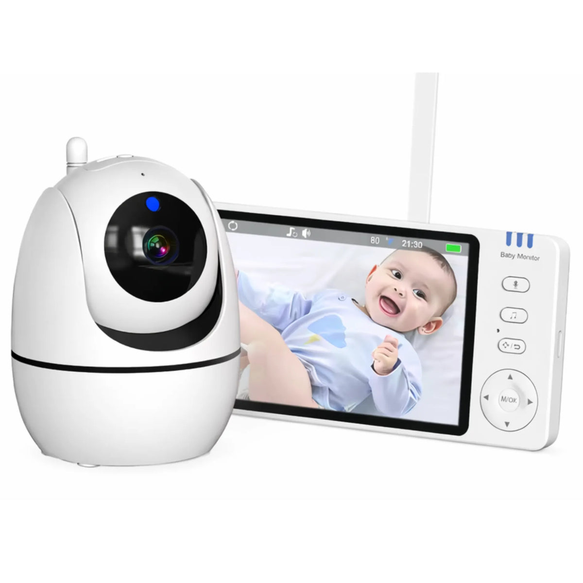 Babyphone vidéo écran 5 pouces détection de sons caméra orientable audio bidirectionnel