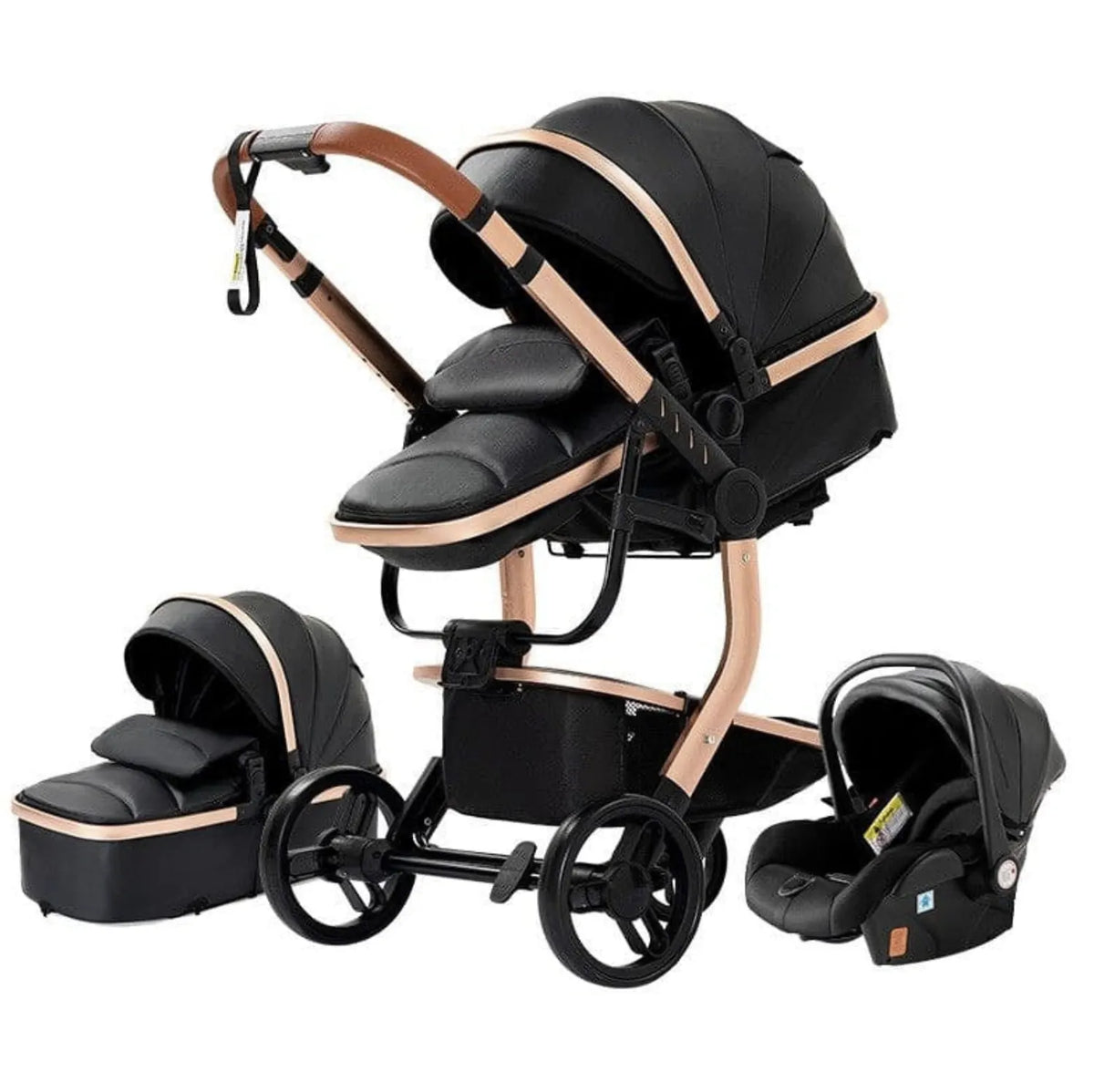 Poussette bébé 3 en 1 pliable avec nacelle et assise réversible