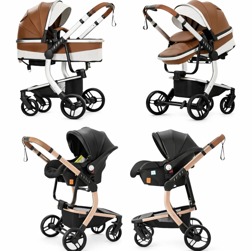 Poussette 3 en 1 bébé capote extensible protection
