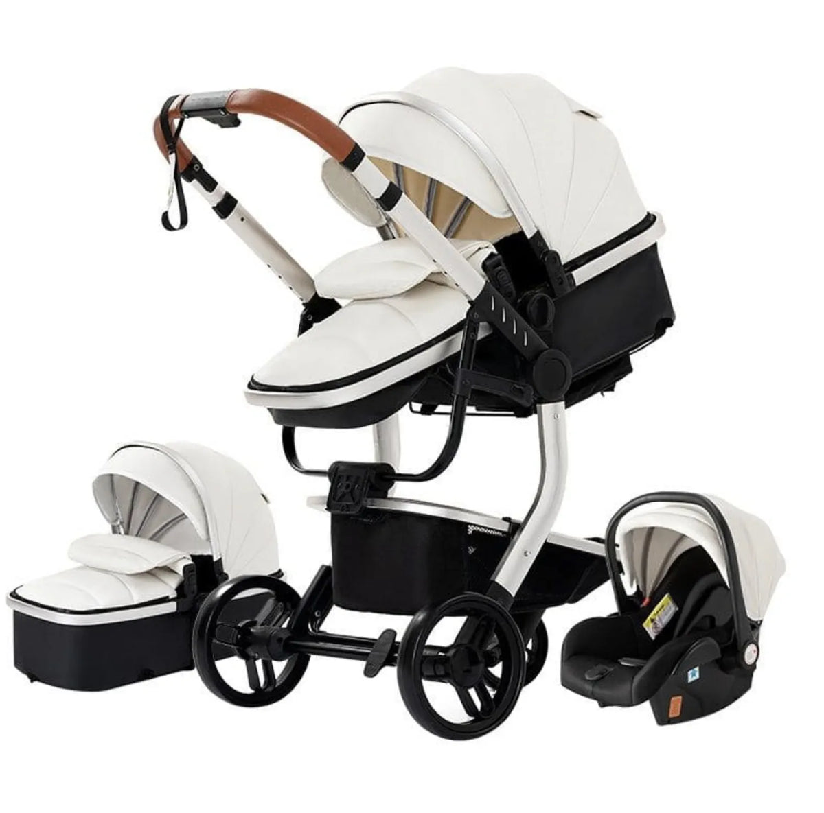 Poussette bébé 3 en 1 configuration nacelle complète