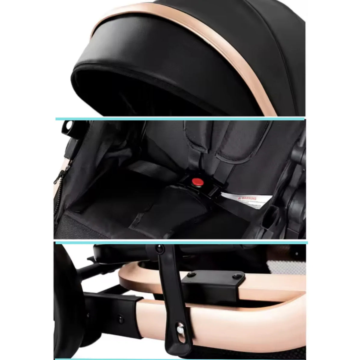 Poussette 3 en 1 bébé détail du système de pliage