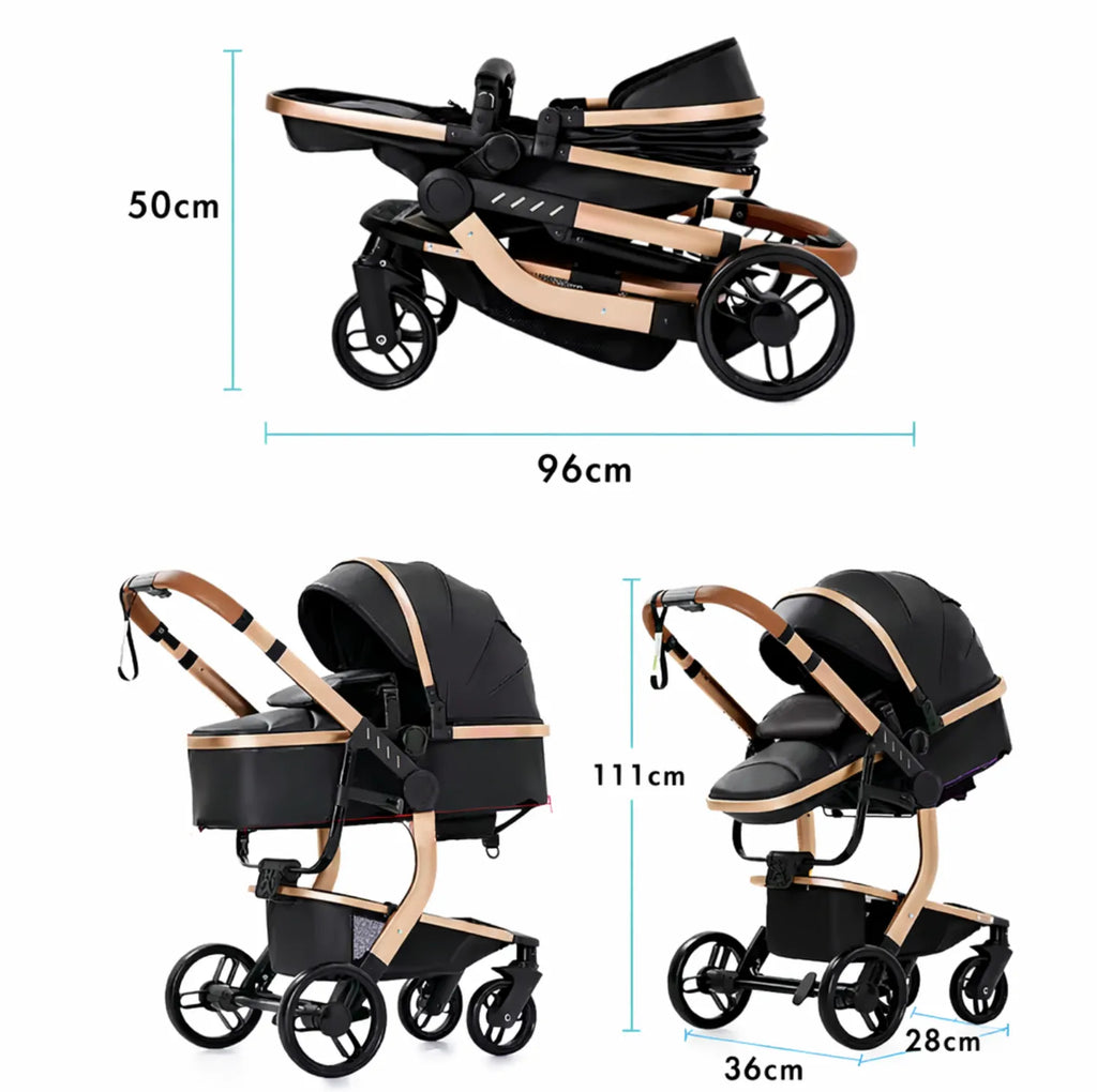 Poussette bébé 3 en 1 panier de rangement spacieux