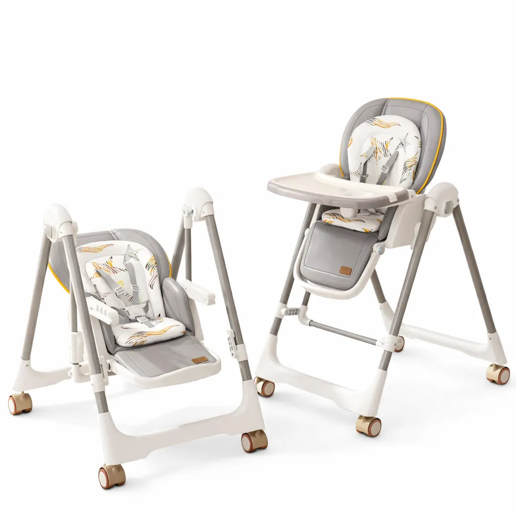 Chaise haute bébé 2 en 1 avec fonction balancelle structure multifonction