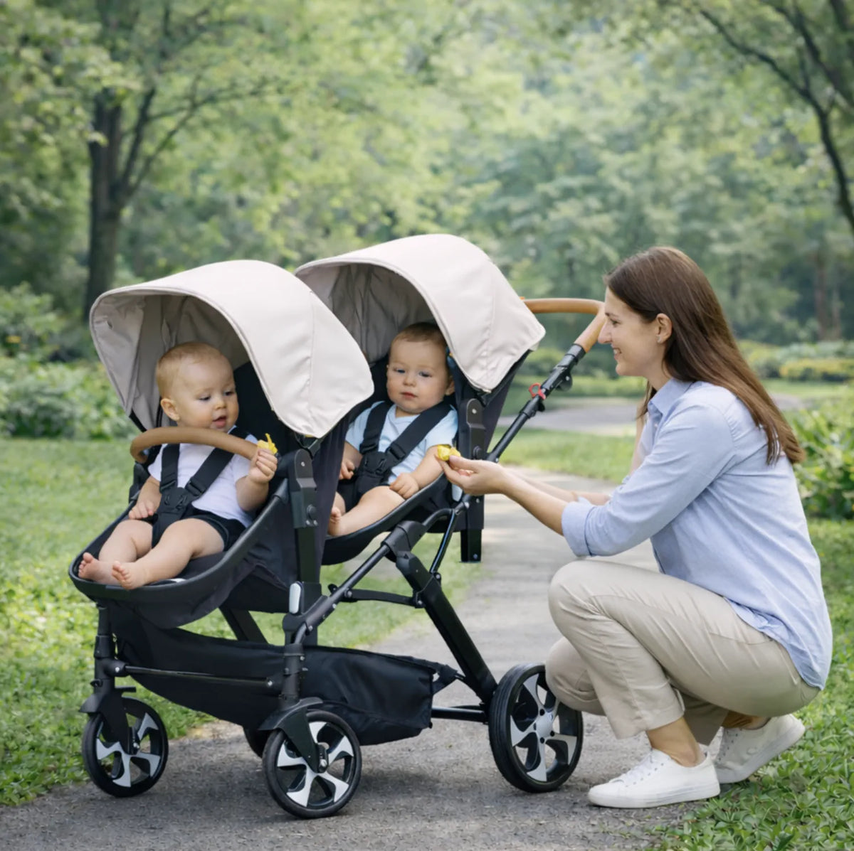 Poussette double enfants capote extensible