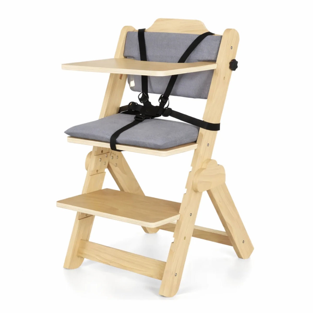 Chaise haute évolutive en bois structure ajustable pour bébé et jeune enfant