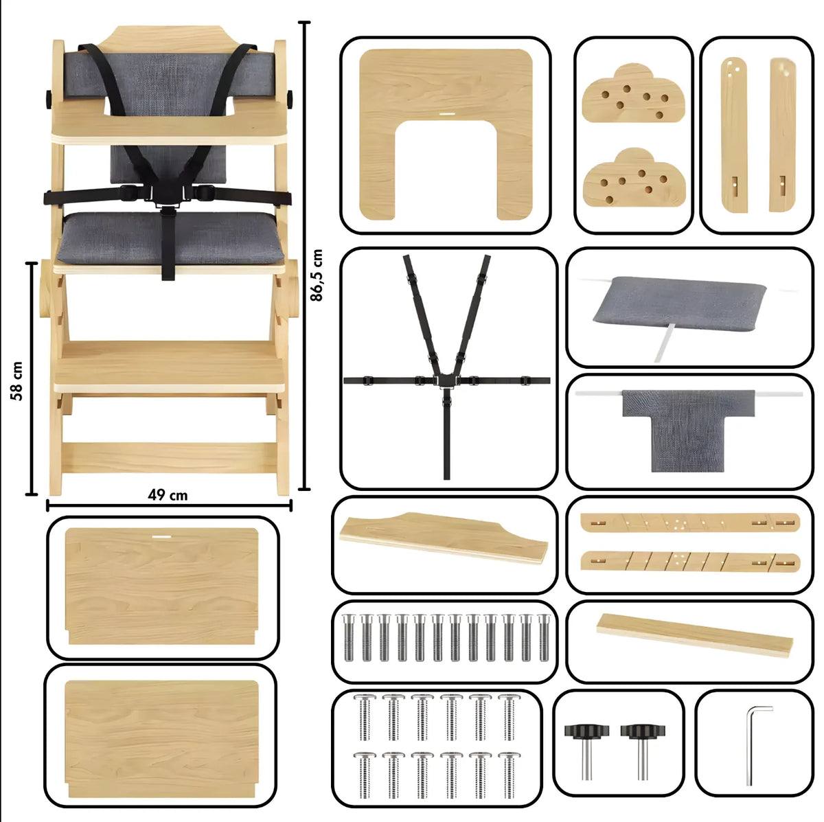 Chaise haute bois bébé utilisation table familiale