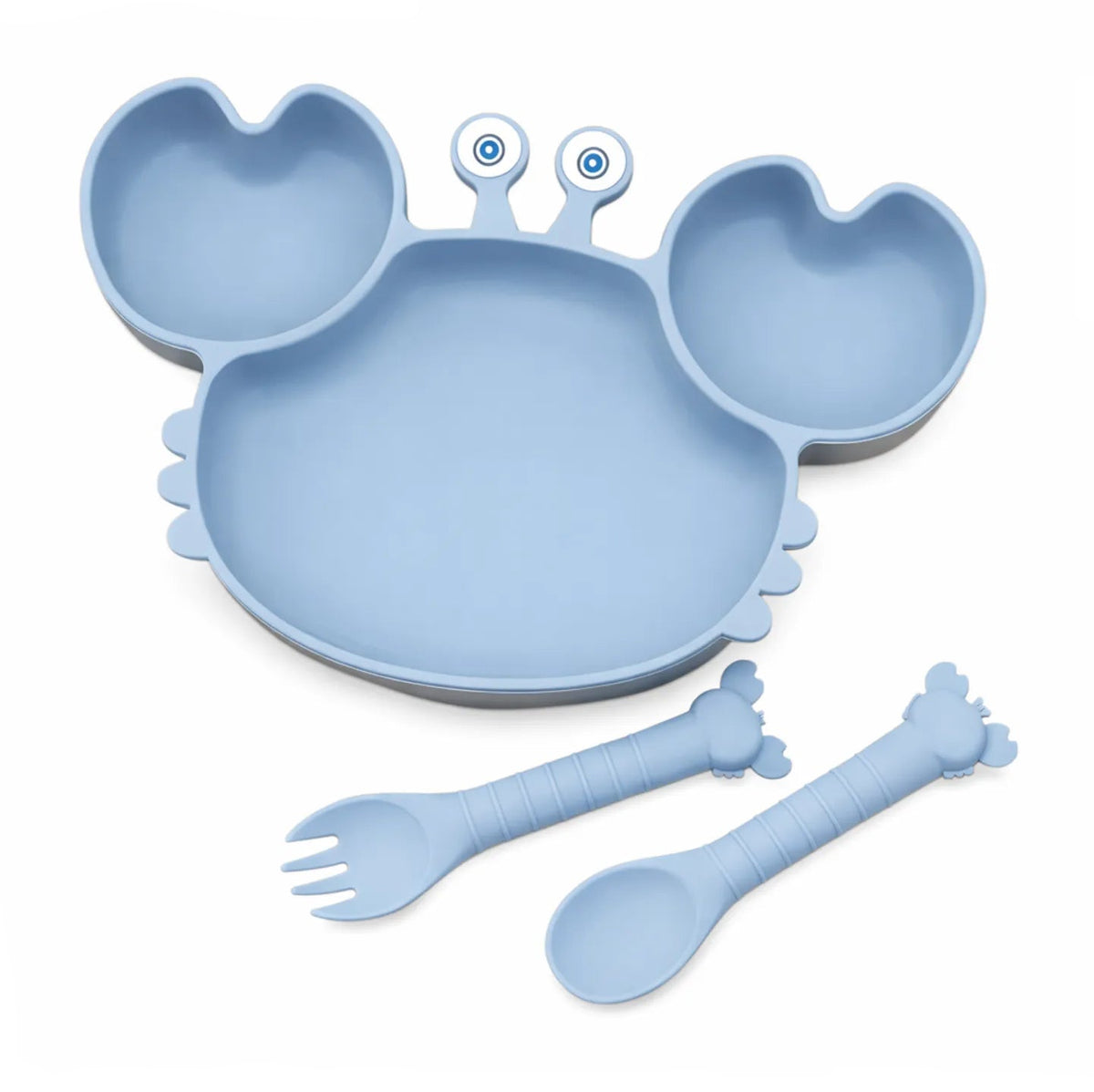 Set vaisselle bébé en silicone assiette à ventouse avec couverts inclus