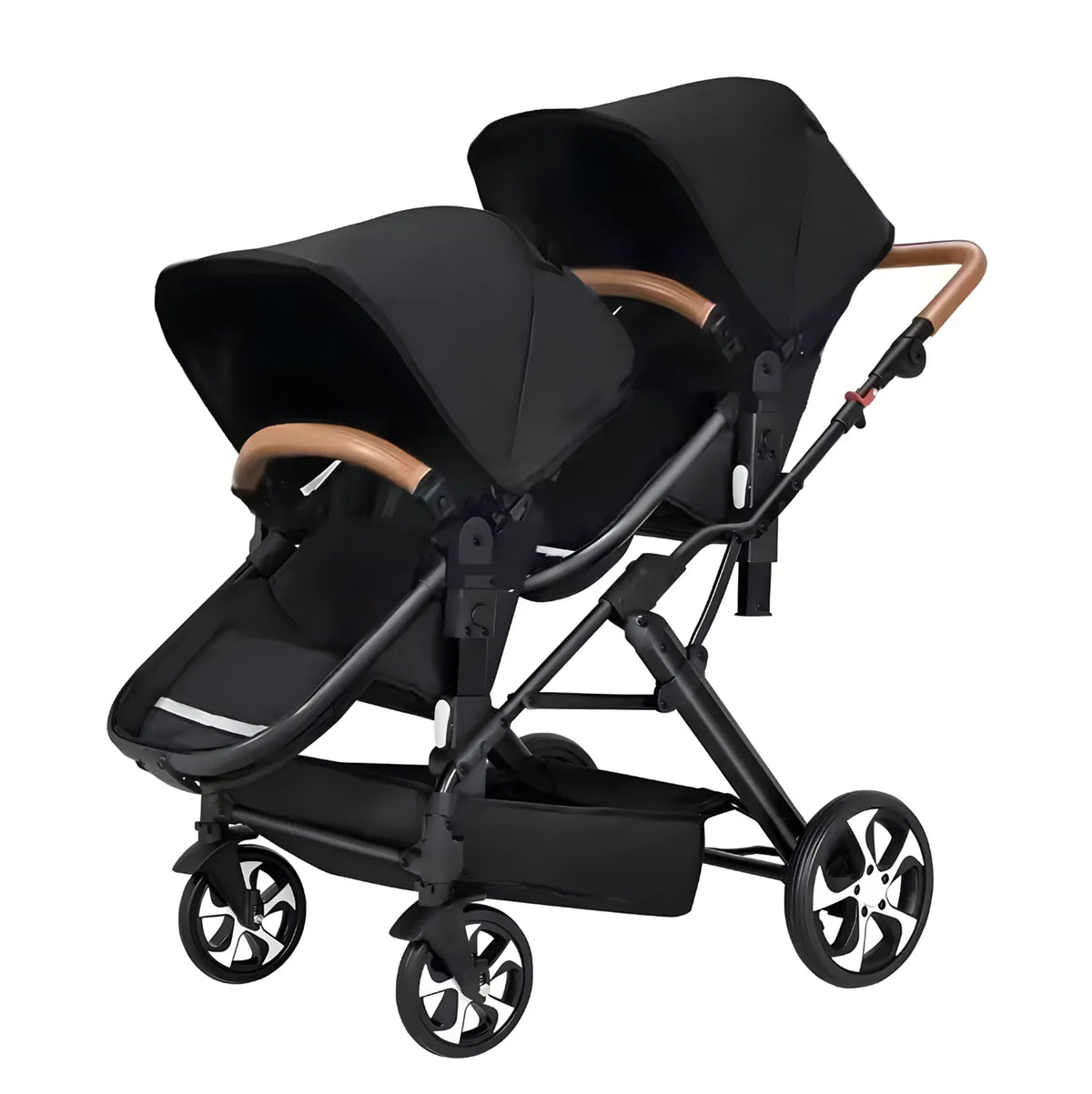 Poussette double jumeaux châssis pliable avec deux assises inclinables