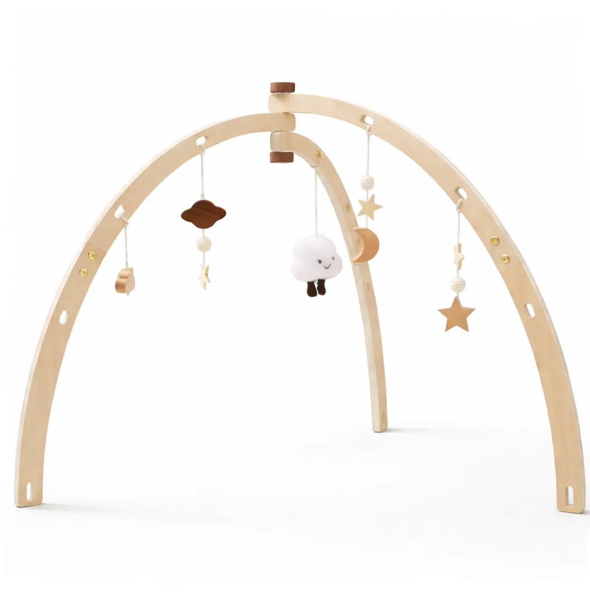 Arche d'éveil en bois forme nuage avec éléments suspendus pour bébé