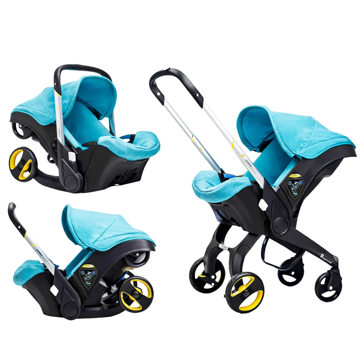 Poussette bébé 4 en 1 vue de profil avec capote